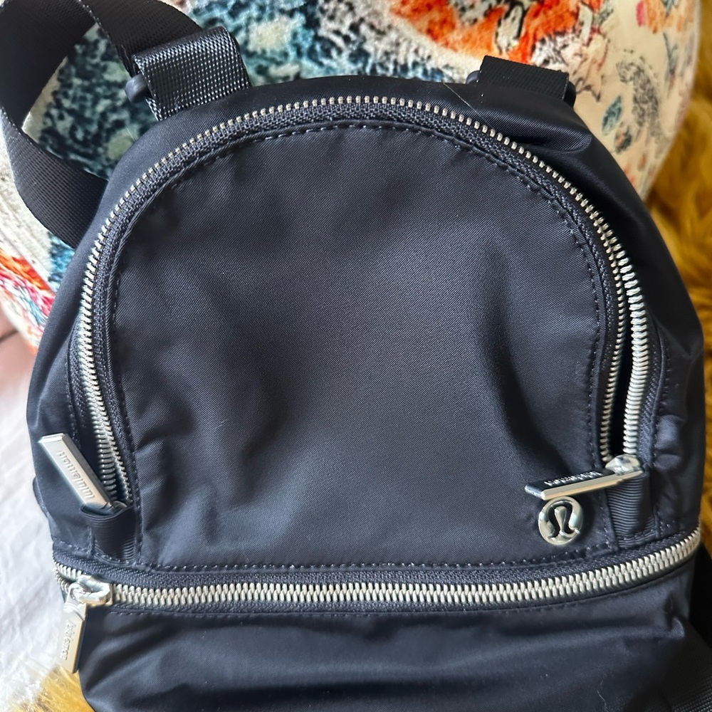 Lululemon Athletica Black Backpack with Silver Details